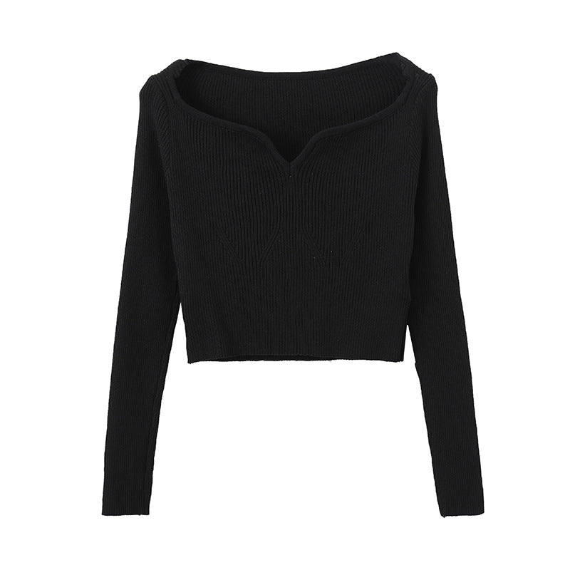 Women's Petal Collar Cropped Sweater