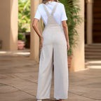 Lace Up Solid Color Suspender Pants