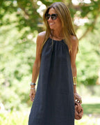 Halter Cotton-Linen Holiday Dress