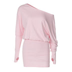 Autumn Personalized One-Shoulder Cold Shoulder Long Sleeve Faux Two Piece