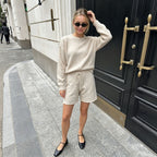 Knitted Sweater Shorts Women Loose Casual Two Piece Sets