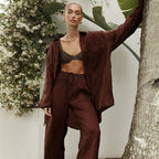 Spring Long-Sleeve Shirt Trousers Casual Cotton Linen Two-Piece Set