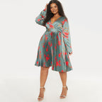 Plus-Size Floral Pleated Dress
