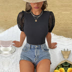 Women's Cutout Puff Sleeve One Piece Jumpsuit