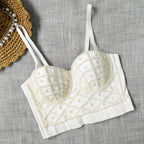 's Pearl Suspender Vest Fashionable Beauty Back Cropped Short