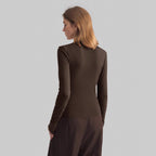 Asymmetric Half-Turtleneck Top