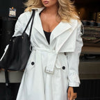 Simple Office Long Trench Coat Women Collared Long Sleeve