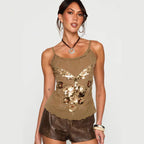 Women's Sequin Beaded Spaghetti-Strap Camisole