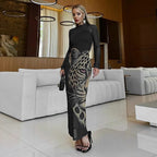 Wear Rhinestone Mesh Floral Print Dress Set