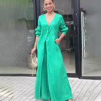 V-Neck Long-Sleeve Jumpsuit