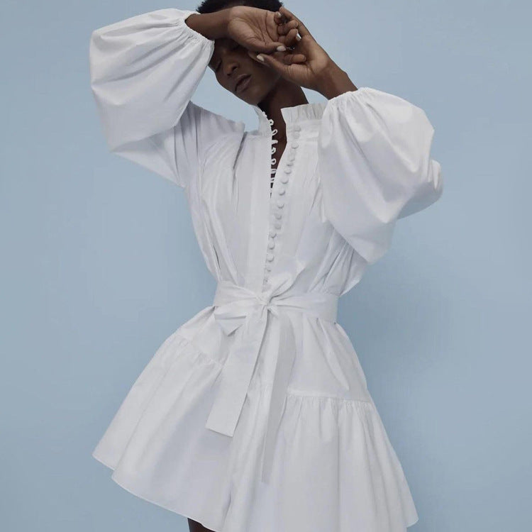 French Ruffle A-Line Dress