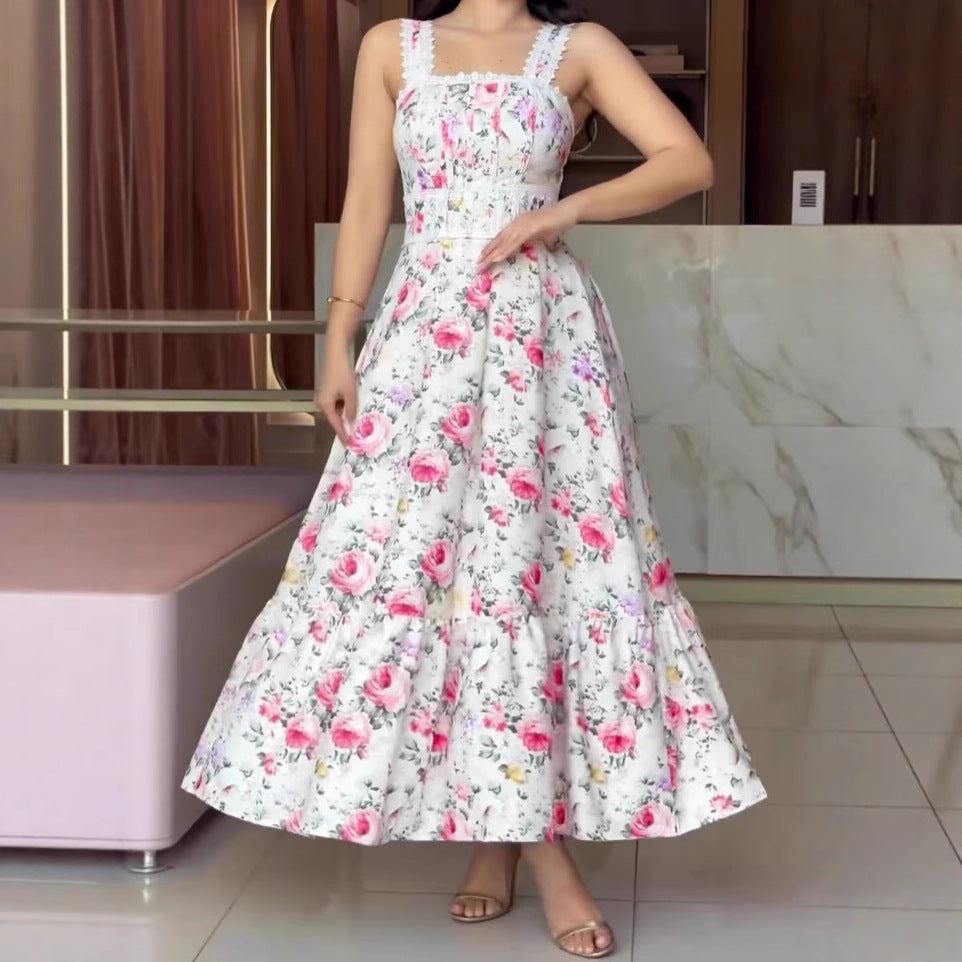 Women's Floral Lace A-Line Vacation Dress