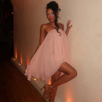 Women's Halter Tie Backless Mini Dress