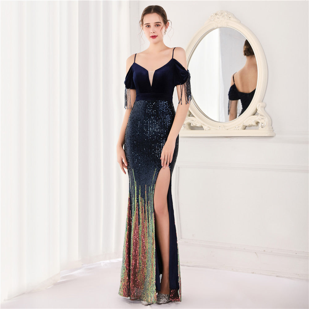 Women's Velvet Spaghetti Straps Cocktail Evening Dress Elegant Company