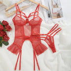 Sexy Lingerie Uniform Sexy Sexy Cutout Fishnet Clothes Suit Ruffled Garter Belt