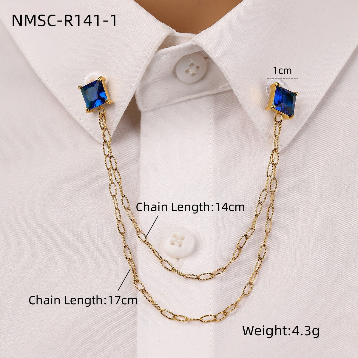 Blue Zircon Collar Pin