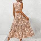 Sleeveless Abstract Print Maxi Dress