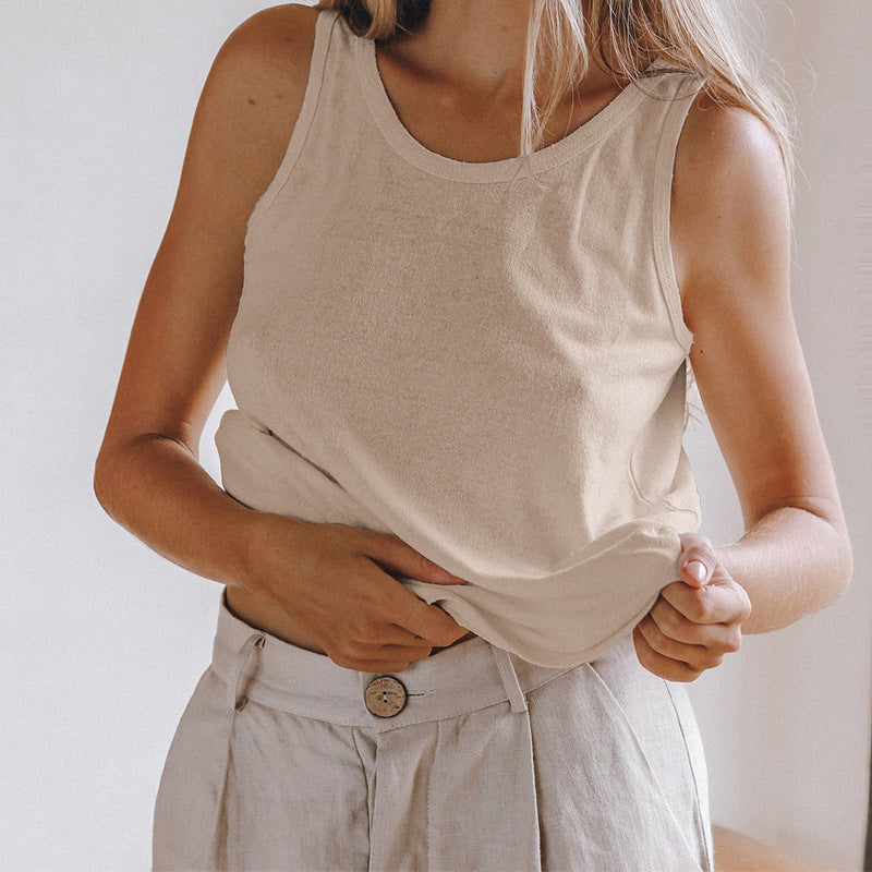Women's Cotton Linen Minimalist Sleeveless Top
