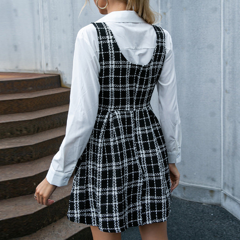 Women's Plaid Cami A-Line Mini Dress