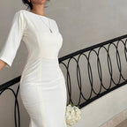 Fall Winter Women Clothing Sexy Backless Sheath Evening Dress