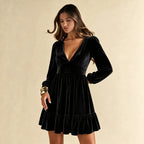 Women's Velvet Long Sleeve Dress