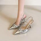 Women's Nightclubs Goddess Stiletto Heels Bow Twisted Pana Pointed Toe Buckle Outdoor