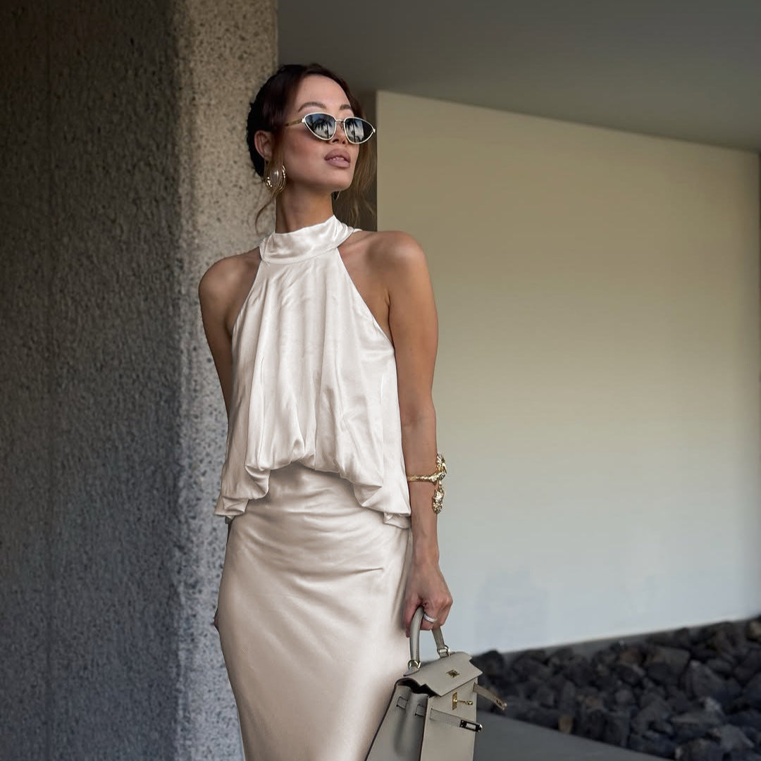 Women's Lace Satin Dress