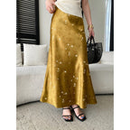 Women's Chinese Butterfly Jacquard Satin Midi Skirt
