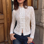Women's Chinese-Style Stand-Collar Lace Shirt