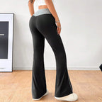 Women's All Match Office Tight Casual Pants Elastic Waist Contrast