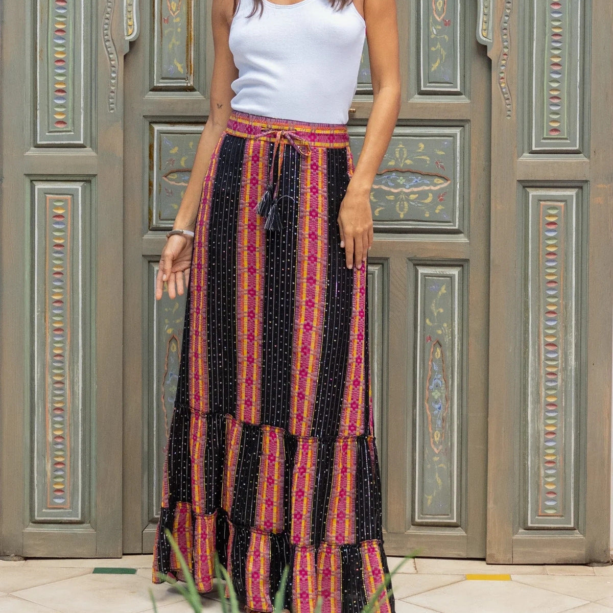 Internet Celebrity Embellished Ruffled Big Hem Skirt