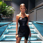 Strapless Asymmetric Bodycon High-Low Dress