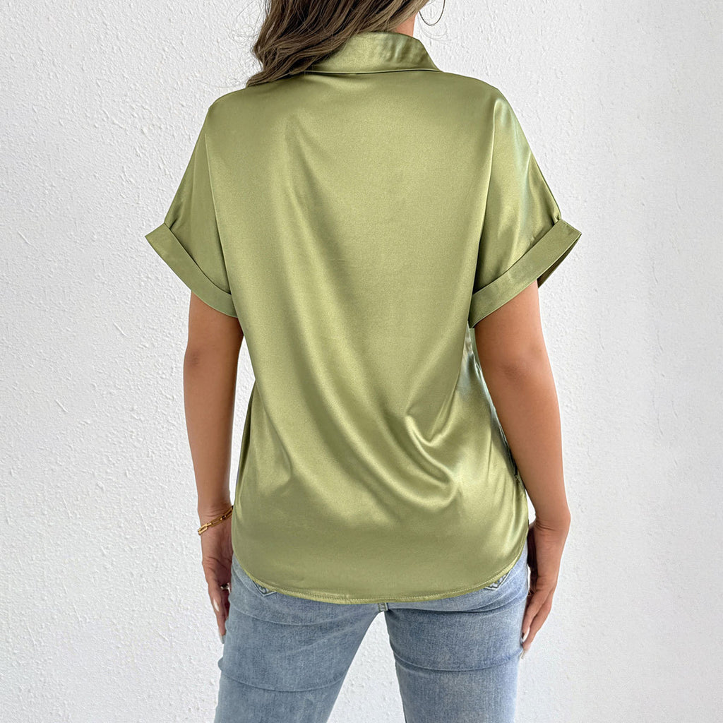 Women's Blue Satin Shirt
