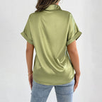 Women's Blue Satin Shirt