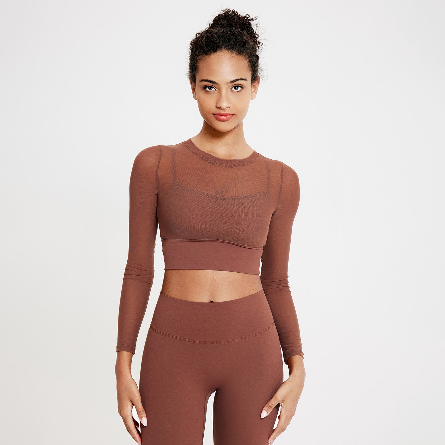Women's Mesh Long-Sleeve Padded Sports Top