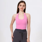 Halter Lace up Yoga Clothes Vest Women High Grade Sexy Beauty Back Bra Slim Fit Fitness Vest Summer