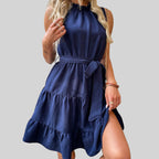 Summer Office Lace-Up Waist Dress Slim Beach