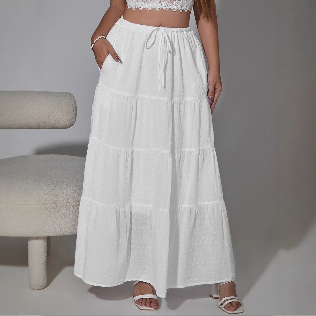 Autumn Drawstring Adjustable High Waist Elastic Four Skirt
