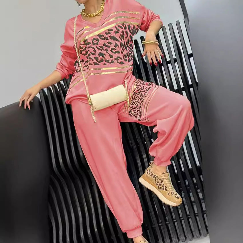 Women's New Leopard Print Stud For Autumn Winter Bronzing Sweater Two