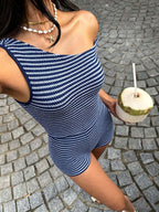 Dark Blue and White Stripes