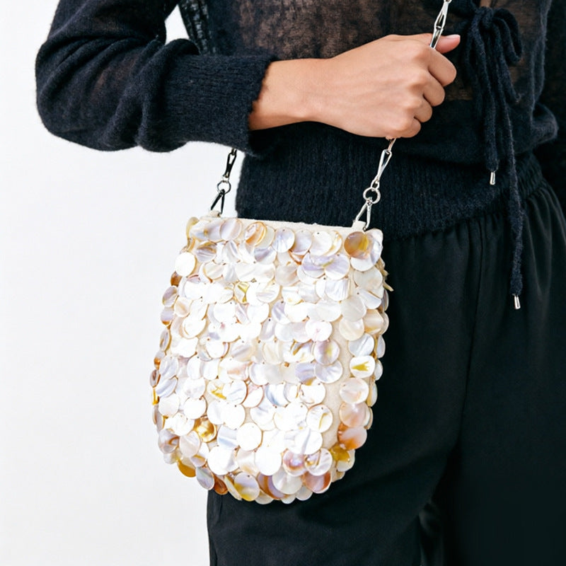 Women's Beaded Shell Shoulder Bag
