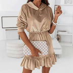 Gold Velvet Hooded Dress