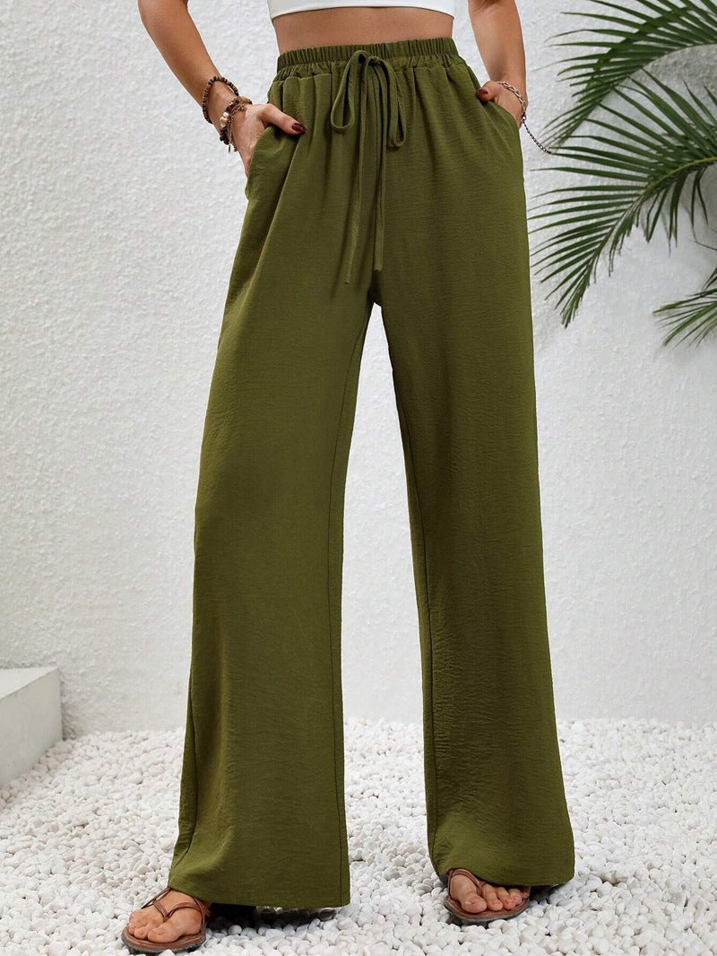 Women's Solid-Color Wide-Leg Pants