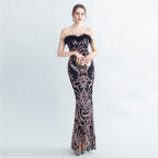 Women's Ostrich Feather Elegant Strapless Evening Dress
