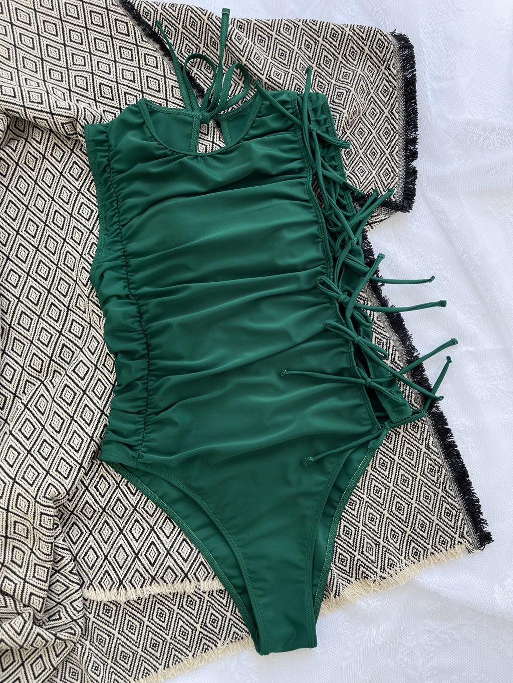 Drawstring Lace One-piece Swimwear