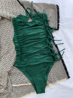 Drawstring Lace One-piece Swimwear