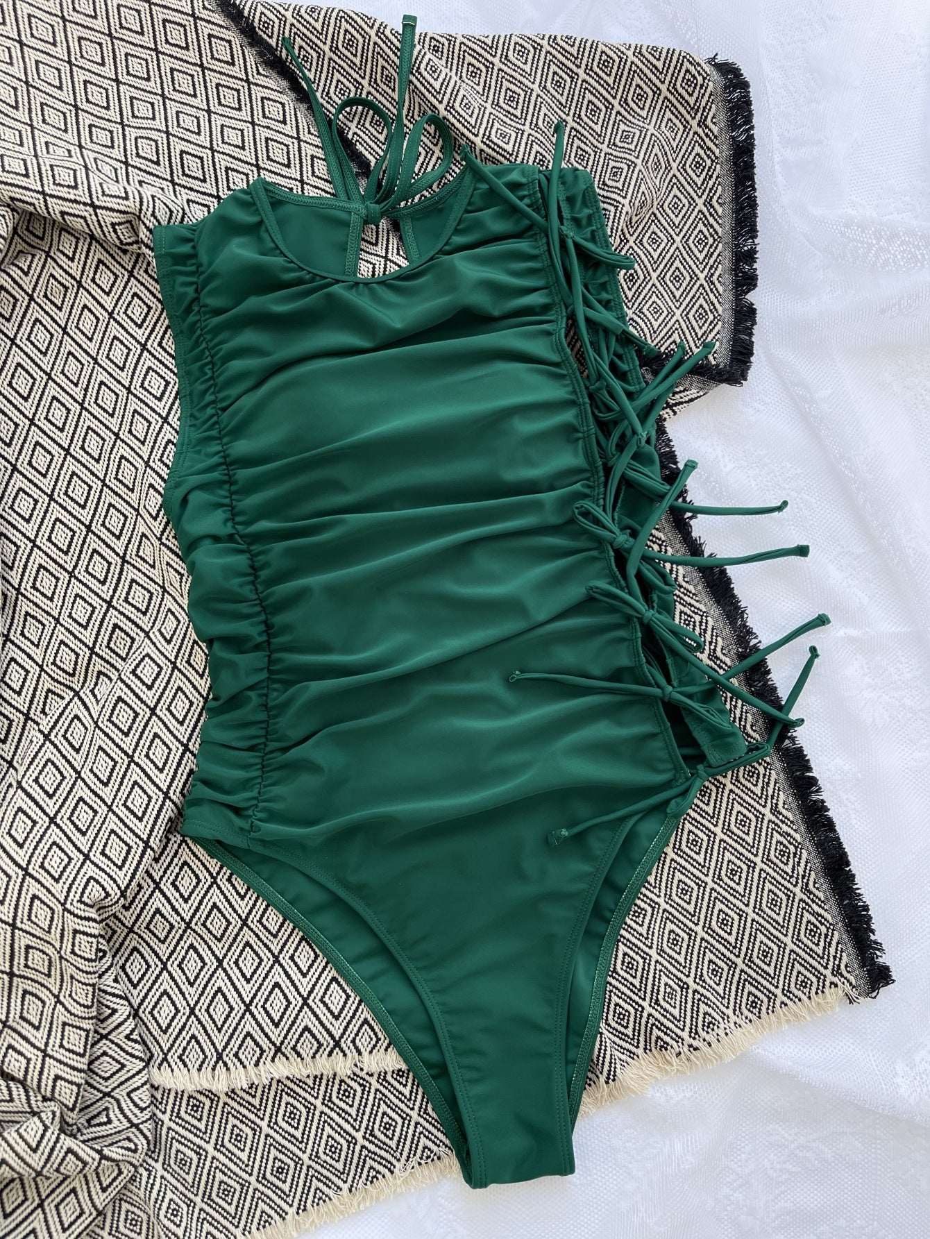 Drawstring Lace One-piece Swimwear