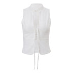 Women's Women's's Street Bare Cropped Slim Fit Lace Up Sleeveless Vest Top