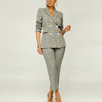 Spring Elegant Slim Plaid Business Suit