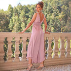 Sleeveless Jumpsuit Wrap V neck Elegant Formal Casual One Piece